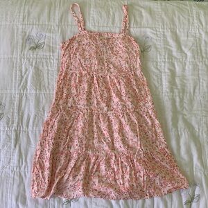 Old Navy tiered mini dress. Pink floral. Babydoll. Small. Adjustable straps.
